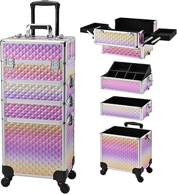 Gradient Purple 4-in-1 Rolling Makeup Trolley