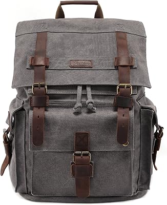 Kattee Men’s Leather Canvas Backpack