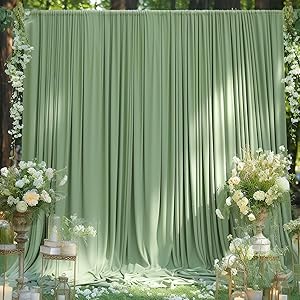 Suppromo Sage Green Backdrop Curtain 10ft x 10ft
