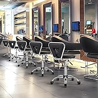 Yaheetech Rolling Swivel Salon Stool with Backrest, Black — image 9