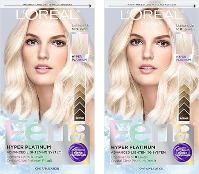 L'Oreal Paris Feria Hyper Platinum Hair Bleach Kit, 2-Pack