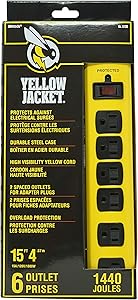 Yellow Jacket 5138N Metal Surge Protector Strip with 6 Outlets and 15-Foot Cord