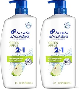 Head & Shoulders 2-in-1 Dandruff Shampoo and Conditioner Green Apple, 32.1 Fl Oz, 2 Pack