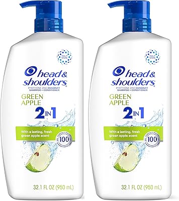 Head & Shoulders 2-in-1 Dandruff Shampoo and Conditioner Green Apple, 32.1 Fl Oz, 2 Pack
