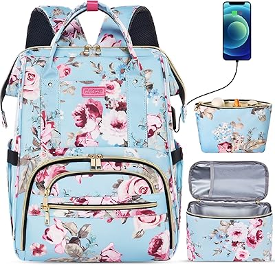 Kaome 15.6 Inch Laptop Backpack with Insulated Lunch Bag