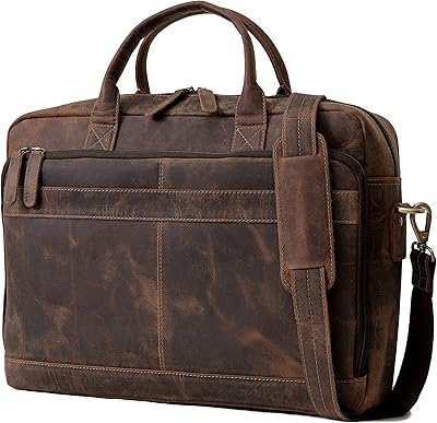 VC Vintage Couture Leather Briefcase Bag for Men and Women