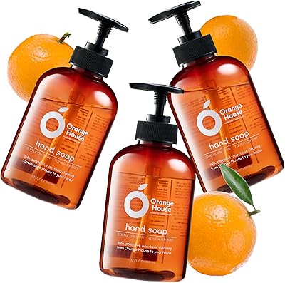Orange House Natural Liquid Hand Soap with Food-Grade Orange Oil, 12 Fl Oz