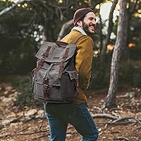 Kattee Men’s Leather Canvas Backpack — image 2