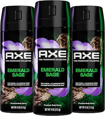 AXE Premium Deodorant Body Spray for Men Green Geranium 3 Count