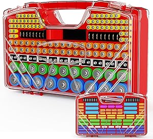 RESGKZE Battery Organizer Storage Holder Box Case with Tester