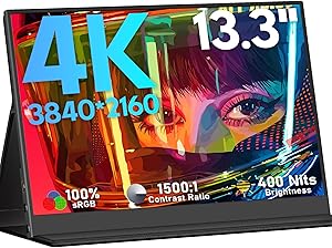 KEEPTIME 13.3″ 4K Portable Monitor