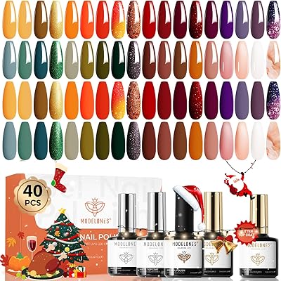 Modelones 40 Pcs Fall Gel Nail Polish Set
