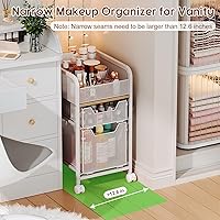 Hongtamoya Rolling Makeup Cart Organizer with 2 Drawers, White — image 2