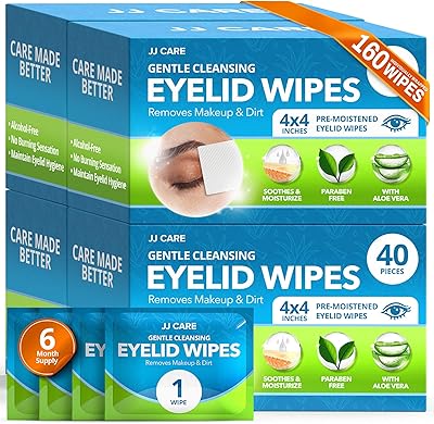 JJ CARE Eyelid Cleaning Wipes 160 Count