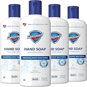 Safeguard Liquid Hand Soap Fresh Clean Scent Refill, 25 Fl. Oz (Pack of 4)