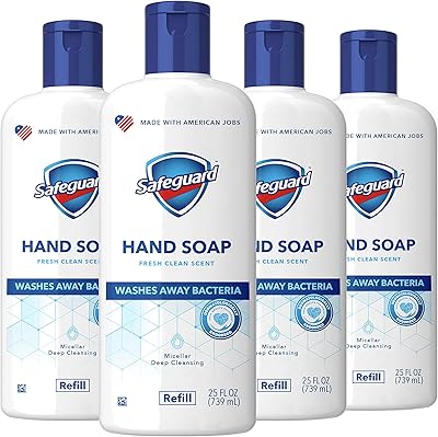Safeguard Liquid Hand Soap Fresh Clean Scent Refill, 25 Fl. Oz (Pack of 4)