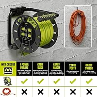 Masterplug 50ft Cord Reel with 4 Outlets & 2 USB Ports — image 5