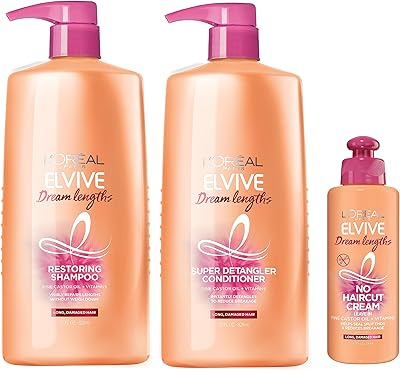 L'Oreal Paris Elvive Dream Lengths Shampoo & Conditioner Kit 28oz + Leave-in Conditioner 6.8oz
