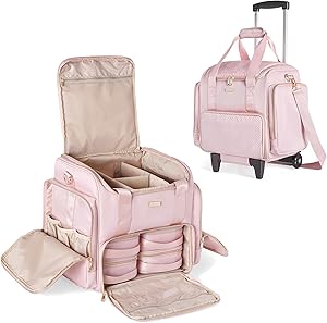 Prokva Rolling Makeup Case with 4 Removable Bags, Pink Review
