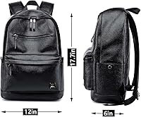 weiatas Black Leather Laptop Backpack — image 6