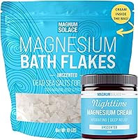 Magnum Solace Magnesium Flakes for Bath with Nighttime Magnesium Cream, 10 lbs — image 1