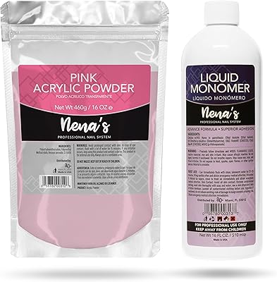 Nena's 16oz Acrylic Liquid Monomer + 16oz Clear Acrylic Powder Pink
