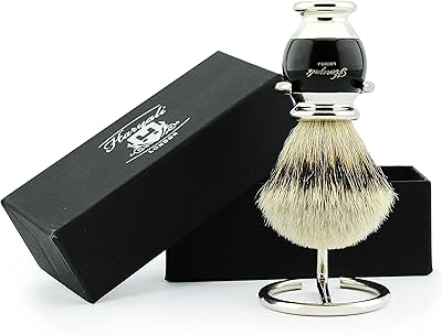 Haryali London Synthetic Silver Tip Badger Hair Shaving Brush with Stand