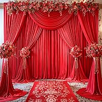 Tao-Ge 4 Panels Red Backdrop Curtains 5' x 12' for Photography & Event Decorations — image 4
