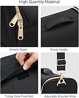 Large Makeup Carrying Train Case with Adjustable Dividers and Shoulder Strap (Black) — image 8