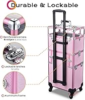 Byootique 2in1 Nail Polish Organizer Rolling Makeup Train Case (Pink) — image 4