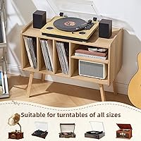 Lerliuo Record Player Stand with 4 Cabinet, Burlywood — image 6