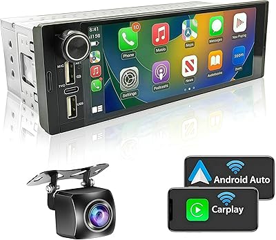TKOWQM 2025 Wireless CarPlay Android Auto Single Din Radio