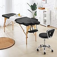 Yaheetech Rolling Swivel Salon Stool with Backrest, Black — image 7