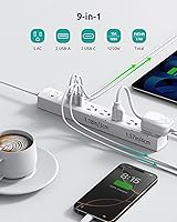 NUTICT 10ft Outlet Cover Extension Cord with 5-Outlets & 4 USB Ports — image 3