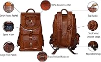 Jaald 16″ Genuine Leather Retro Rucksack Backpack — image 4