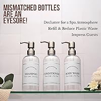 Artanis Home Refillable Shampoo and Conditioner Bottles - 16oz, 3 Pack with Stainless Steel Pumps — image 2