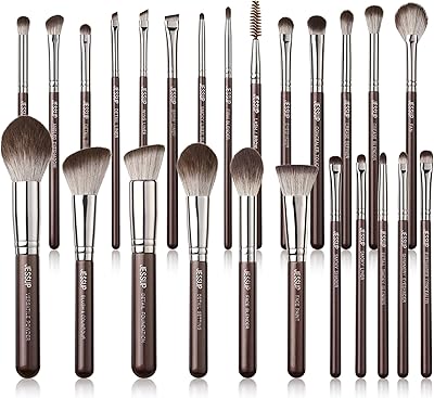 Jessup 25pcs Shimmer Brown Makeup Brushes Set
