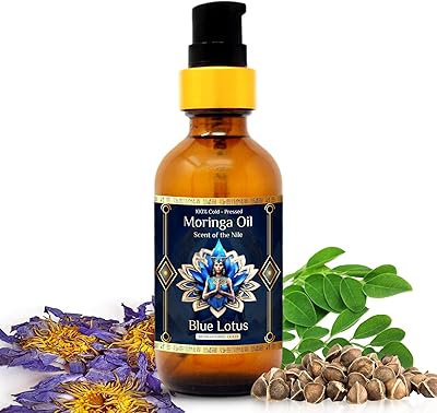 ZP.TECH Pure Organic Moringa Oil with Blue Lotus Flower 2oz
