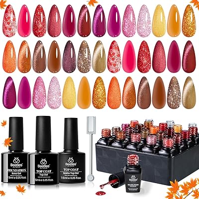 Beetles Fall Gel Nail Polish Set – Opulent Glow Cat Eye, 20 Colors