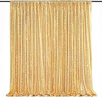 QueenDream 8ft x 8ft Gold Sequin Backdrop Curtain — image 1