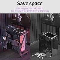 Pholiten Computer Tower Cart, Adjustable Height, 2-Tier, Black — image 7