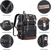 WITZMAN Canvas Travel Backpack A6617-3 Black 17-inch Laptop — image 8
