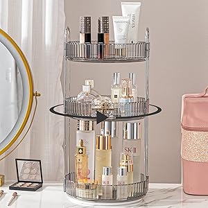 Shuang Qing Rotating Makeup Organizer 3-Tier Gray Review