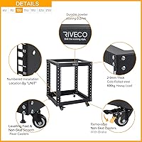 RIVECO 12U Server Rack Open Frame with Casters — image 4