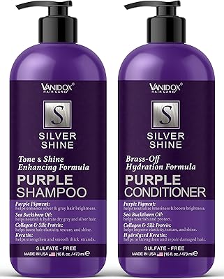 VANIDOX Sulfate Free Brass Toning Purple Shampoo and Conditioner Set (16 fl oz each)