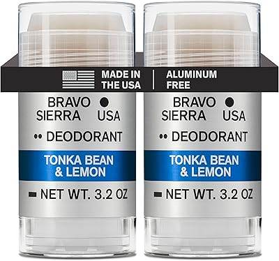 Bravo Sierra Aluminum-Free Deodorant for Men, Tonka Bean & Lemon, 2-Pack, 3.2oz