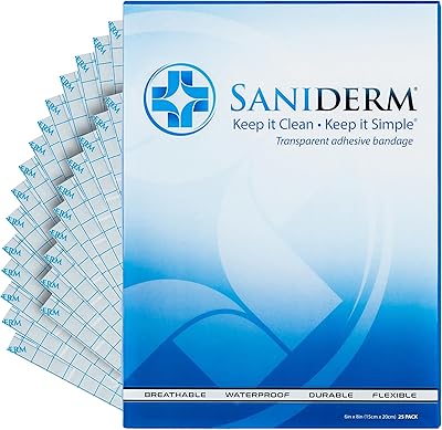 Saniderm Original Tattoo Aftercare Bandage 6 in x 8 in (25 Sheets)
