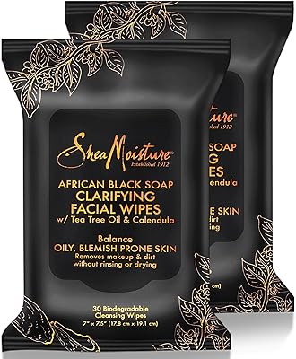 Shea Moisture African Black Soap Makeup Remover Wipes, 60 Count