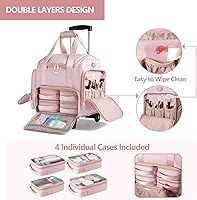 Prokva Rolling Makeup Case with 4 Removable Bags, Pink — image 2