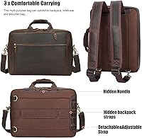 TIDING Men's Leather 15.6 Inch Laptop Backpack Convertible Briefcase — image 3